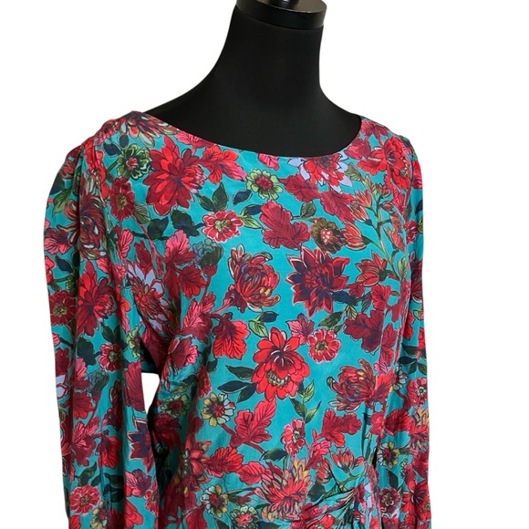 Talbots Teal Floral Dress Mid-length Sustainable Size 16 - Picture 6 of 12